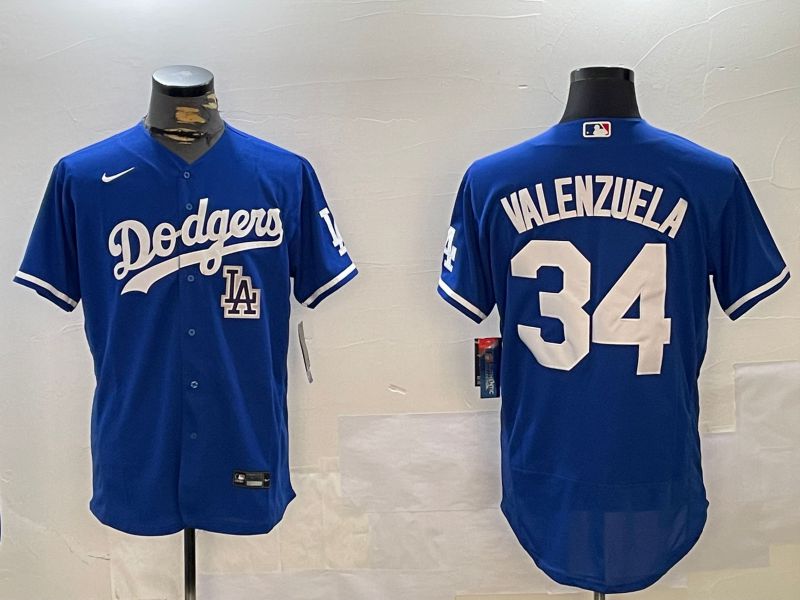 Men Los Angeles Dodgers #34 Valenzuela Blue Elite 2024 Nike MLB Jersey style 1216